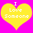Two yellow hearts on a pink background with white text reading "I Love Someone" inside each heart.