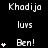 Pixelated text and heart symbols animate on a black background, cycling through multiple states with varying quantities of hearts above 'Ben!' text.