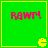 Green square with yellow border contains pink 'RAW!' text and yellow Pac-Man icon in bottom-right corner, four identical