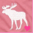 Animated contact sheet of a white moose silhouette with pink heart props on a pink fabric background, showing frame-by-frame changes in the heart's color and position.