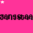 Pink background with repeating black text and scattered white stars, partially obscured by a gray rectangle.