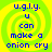 Four identical display blue pixelated text on a yellow-green spiral background with no visible animation changes