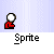 Animated pixel art of a red-shirted figure with white hair and pink hands, displaying speech bubbles with text like "I'M YOUR THIRST!" and "DRINK SPRITE", plus static text reading "OBEY YOUR THIRST".