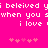 Pixelated text on bright pink background with repeated heart symbols below.
