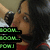 Pixelated image of a person with dark hair holding a microphone, wearing a red top, with green text bars displaying '100%' at the bottom left.