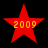 Four red five-pointed stars with yellow '2009' text on black background, arranged in two of two