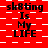 Red background with white checkered pattern and black text reading "sk8ting Is My LIFE" repeated in a