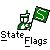Pixelated green and white icon shows a figure holding a green flag with a white 'S' on gray background, with 'State Flags' text below.