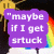 Purple speech bubbles with white text over a rainbow and yellow smiley icons, showing sequential animation changes.