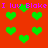 Red background with green heart shapes and purple text reading "I luv Blake" repeated twice.