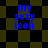 Blue text 'my sexy icon' on a checkered background with alternating black and dark green squares, transitioning to a distorted diamond pattern.