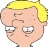 Pixelated cartoon head with light brown skin, yellow hair, and a neutral expression, featuring white eyes with black pupils and a small mouth.