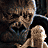 A contact sheet of 8 animated frames from a King Kong-themed buddy icon showing the monster's face and repeated "KING" text in metallic lettering against black background.