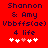 Red background with dark purple text reading "Shannon & Amy Vbbffs(ae) 4 life" and five white/pink heart icons below.