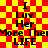 Red and yellow checkered background with black text repeating 'I Luv Her More Than LIFE' in two vertical , each showing identical text in two identical frames