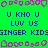 Pixelated green background with blue text repeating 'U KNO U', 'LUV US', and 'SINGER KIDSINGER' in , surrounded by pink decorative borders