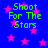 Blue background with pink stars and green text reading 'Shoot For The Stars' in four identical sections.