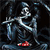 A pixelated figure in a dark setting holds a long object, with a small red shape near the bottom.