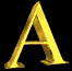 Golden letter A with metallic sheen displayed in a of six showing varying light reflections and angles against black backgrounds