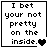 Four identical pixelated display text with a heart symbol that changes from solid black to gray in sequence