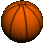 A 4x4 contact sheet of basketball icons arranged in four rows with the last row containing three frames, each showing a static orange basketball with black seams on a gray background.