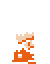 Pixelated orange and white castle icon with crown, displayed in multiple orientations on gray background.