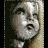 A static image of a person's face with text arranged in a , displaying the phrase 'Gods Little Child Is Going through Hell' in white capital letters