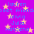 Purple background with yellow stars and repeated blue text names.