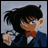 A pixelated anime-style character with dark hair and blue eyes in a blue suit holding a glass, next to text reading "Anime IM" on black background.