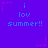 Pixelated blue text 'i lov summer!!' on purple background with pink starburst accents, repeated in a pattern