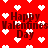 Red background with white pixelated hearts and repeated dark red text reading "Happy Valentines Day" in a pattern