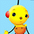 A pixelated yellow cartoon character with red ears and black limbs stands against a light blue dotted background, next to green text reading "Original Icons .com" on a dark green backdrop.