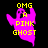 Pixelated ghost icon with yellow text 'OMG A PINK GHOST' over black background, two color variations shown.