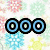 Pixelated icon with three blue circular shapes, green 'SNOW' text, and a background of pastel snowflakes.