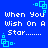 Blue background with white pixelated text reading 'When You Wish On A Star......' and cyan square-based animation elements. The image is a static composition of repeated text blocks and animated symbols.