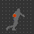 Animated contact sheet of a basketball player silhouette performing dribbling and shooting actions with orange ball, white backboard, and Nike swoosh logo on dark gray background.