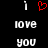 A pixelated graphic with a red heart symbol above the words 'i love you' in white text on a black background.