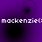 Purple background with four black circular shapes and repeated white text 'mackenzie: mackenzie:' across two