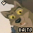 Animated icon of a cartoon wolf with yellow eyes and brown fur, wearing blue clothing, displaying text 'EALTO' below its face.