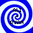 Four identical blue and white spiral patterns arranged in a , each containing the text "ALI + RYAN" in black pixelated font