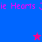 Pixelated icon with blue, purple, and pink quadrants featuring repeated 'ie Hearts' text and two stars in opposite corners.