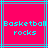 Pixelated text 'Basketball rocks' in cyan on bright pink background with blue lines