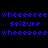 Pixelated text 'wheweeeee seizure wheweeeee' arranged in three on four distinct background colors: black, olive green, yellow, and dark olive green