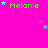 Bright pink background with repeated green text 'Melanis' and scattered small blue and purple stars.
