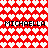 Pixelated red background with white and pink heart patterns, two of black text reading "MICHAELLA" in blocky font
