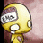 Yellow cartoon character with white eyes and mouth, holding a sign reading 'HARD' against pinkish background.
