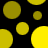 Black background with scattered yellow and gold circles of varying sizes, some partially visible at edges.