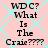 Static image with pink background and cyan diamond pattern displaying repeated text "WDC? What Is The Craie????" in black pixelated font