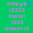 Green background with pink pixelated text and symbols, including 'Haley:O', '(3333)', 'Marie!', '(333)', and 'Walker(3)' arranged in two