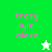 Pixelated text 'tracy', 'lyle', and 'alexa' in pink on green, white, and light green backgrounds with a star icon changing from white to green.